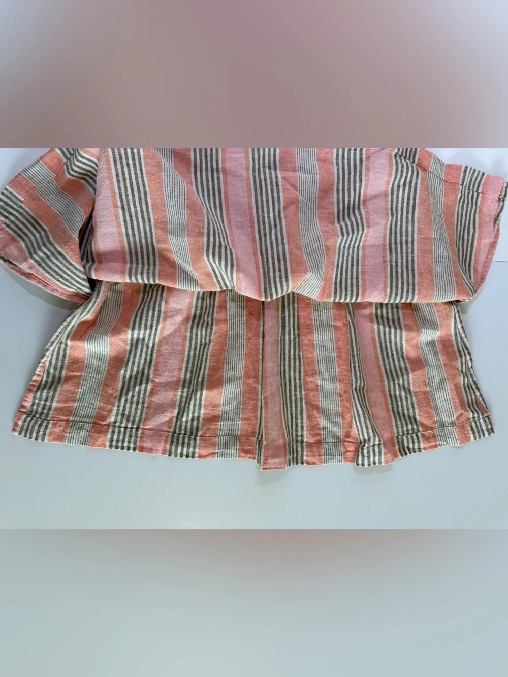 Free People‎ Cotton Linen Blend Striped Elastic-Waist Skirt Summer
